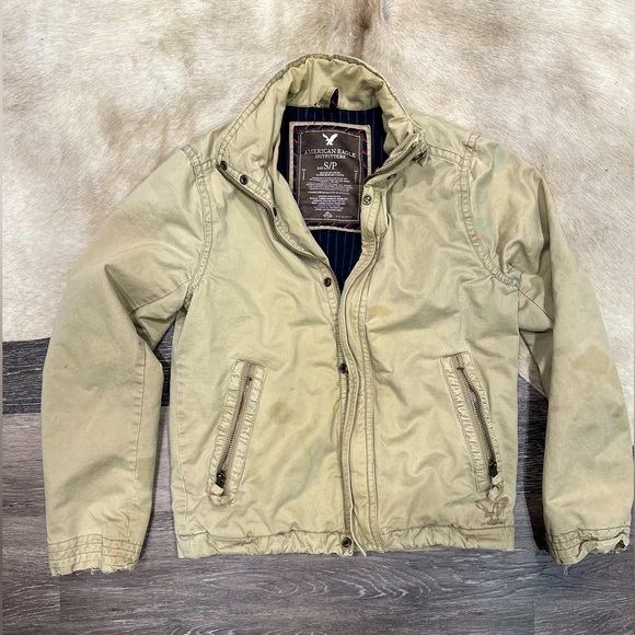 American Eagle Work Jacket Small Lined Shop Chore Vintage Detroit Chore Distress - Picture 1 of 7